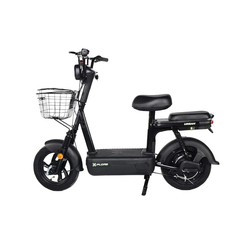 Vista lateral da scooter elétrica X-Plore Urban 500W preta